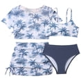 thumbnail image 1 of Girls Rash Guard Swimsuit Set Bikini Sets For Teen Girls 12-14 Girl's 4 Piece Swimsuits Tropical Print Halter Bikini Set Bathing Suits With Mesh Pants Swimsuit - Swimwear for Girls, 1 of 6