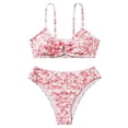 thumbnail image 1 of Girls Rash Guard Swimsuit Set Girls Swimsuit 2 Piece Tankini Swimsuits Floral Bathing Suit with Side Tie Knot Padded Swimwear 7-16Y, 1 of 6