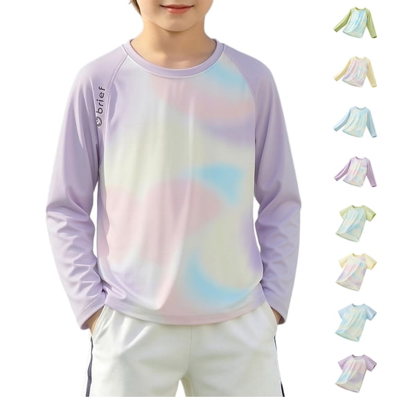 Girls Rash Guard Top Long Sleeve Unisex Sun Protection Swim Shirts Quick Dry Shirt Summer Clothes for Boys 5-6 Years
