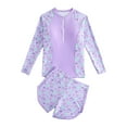 thumbnail image 1 of Girls Rashguard Swimsuit 2 Piece Short Sleeve Bathing Suit UPF 50+ Sun Proction Swimwear Size 8-16T Girls Swim Shirt and Shorts Set, 1 of 7