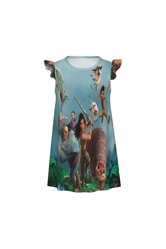Girls Raya and the Last Dra-go Graphic Flutter Sleeve Soft Fabric Casual Dress for Home Sleep Dress Party Outdoor