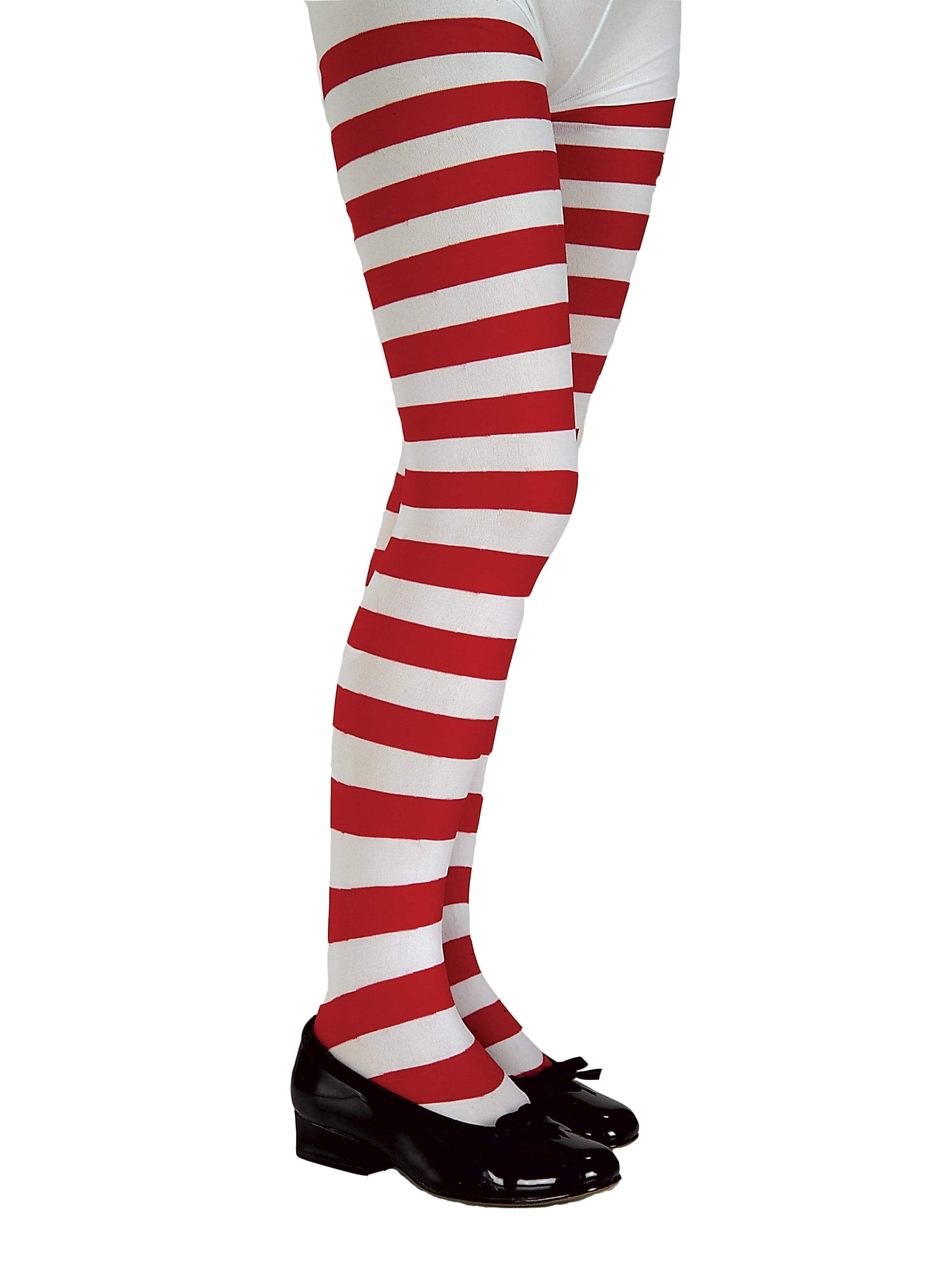 Girls Red And White Striped Tights