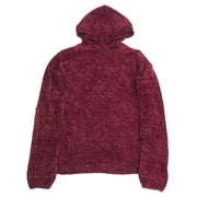 Girls Red Burgundy Fall Autumn Soft Chenille Hooded Sweater Large 10/12