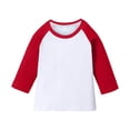 thumbnail image 1 of Girls Red Color Block Raglan T-Shirt 3/4 Sleeve Baseball Tee Crew Neck Plain Blank for Customization,Size 13-14T, 1 of 7