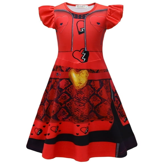 Girls Red Costume Birthday Party Dress Halloween Cosplay Outfits