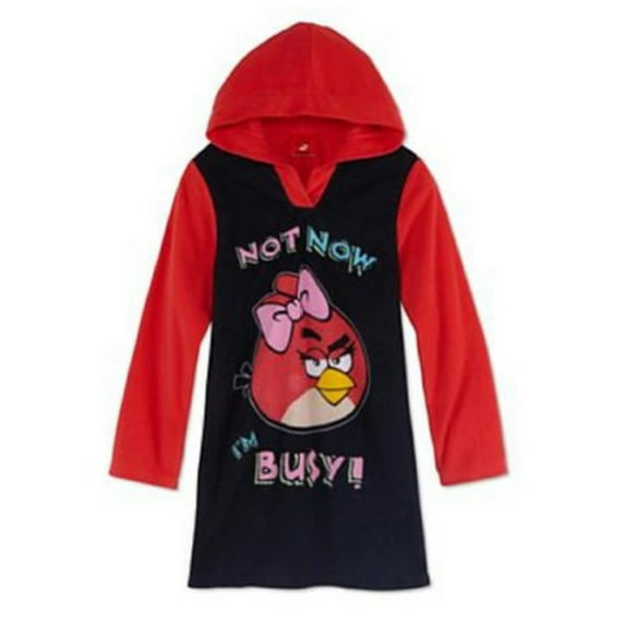 Girls Red Fleece Angry Birds Nighgown I'm Busy Nightshirt 10