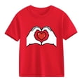 thumbnail image 1 of Girls Red Heart Graphic T-Shirt, Kids Cotton Short Sleeve Tee, Casual Top for School & Play Ages 4-10,Size 7 T, 1 of 9
