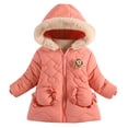 thumbnail image 1 of Girls Red Heart Quilted Puffer Jacket Kids Fleece Lined Hooded Winter Coat Windproof Water Resistant for Kids,Size 1 T, 1 of 9