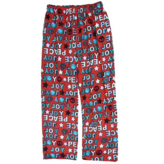 Girls Red Holiday Fleece Sleep Pants Peace & Joy Pajama Bottoms Lounge S