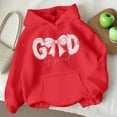 thumbnail image 1 of Girls Red Hoodie Floral God is Good Graphic Christian Faith Sweatshirt Kids Oversized Soft Hoodie 3-14 Years Cute Girls Clothing,Size 11-12 T, 1 of 7