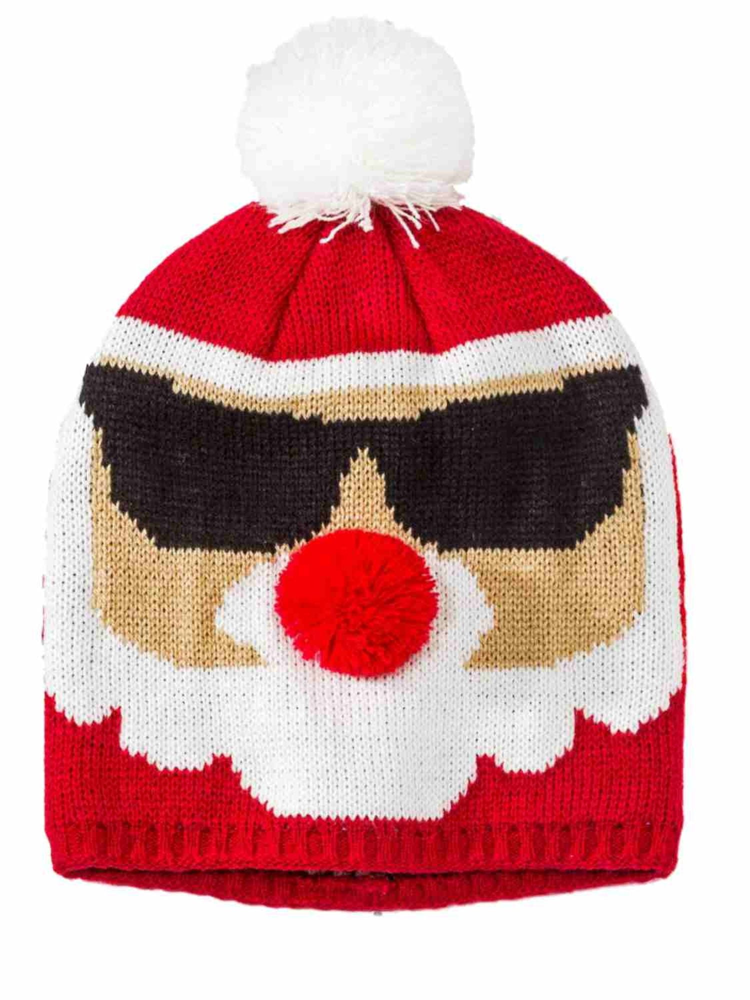 Girls Red Knit Santa Claus Pom Beanie Stocking Cap Christmas