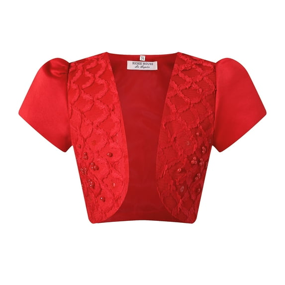 Girls Red Pearl Adorned Bolero 8