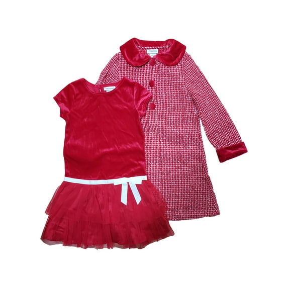 Girls Red Plaid Dressy Coat & Ruffled Tulle Christmas Party Dress 2 Piece Set 5