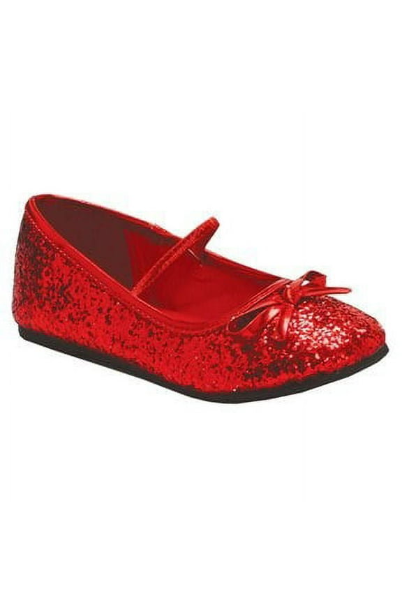 Girls Red Ruby Glitter Ballet Flat Shoes