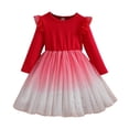 thumbnail image 1 of Girls Red Sparkle Ombre Tulle Dress, Long Sleeve Tutu Party Dress for Birthday Christmas Holiday, Size 4-10 Years,Size 6-7 T, 1 of 6