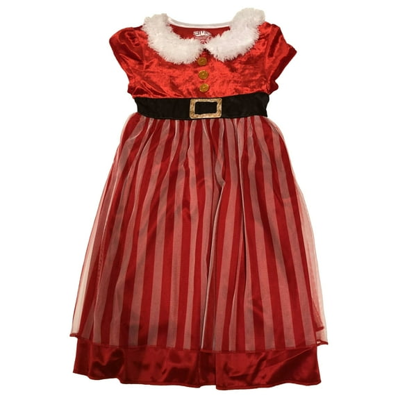 Girls Red Stripe Mrs Santa Christmas Nightgown Medium (8)