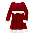 thumbnail image 1 of Girls Red Velvet Faux Fur Satin & Rhinestone Santa Dress Christmas Holiday 4, 1 of 1