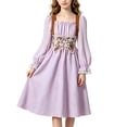 thumbnail image 1 of Girls Renaissance Corset Dress Puff Sleeve Peasant Medieval Dresses Ruffle Cute Elegant Party Outfits Purple, Size 10 Y, 1 of 7