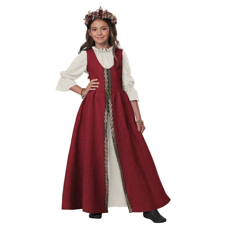 Renaissance Faire Dress Child Costume (Red) Medium