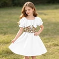 thumbnail image 1 of Girls Renaissance Medieval Princess Dress Puff Short Sleeves Crew Neck Dresses with Belt Set Daily Wear White 9 Years, 1 of 7