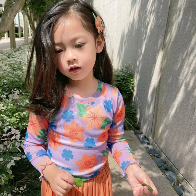Girls Retro Floral Print Long Sleeve Sunscreen Shirt for 2-8Y