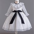 thumbnail image 1 of Girls Retro Polka Dot Dress Long Sleeve Wedding Princess Maxi Boho Dress 3-9 Year, 1 of 5