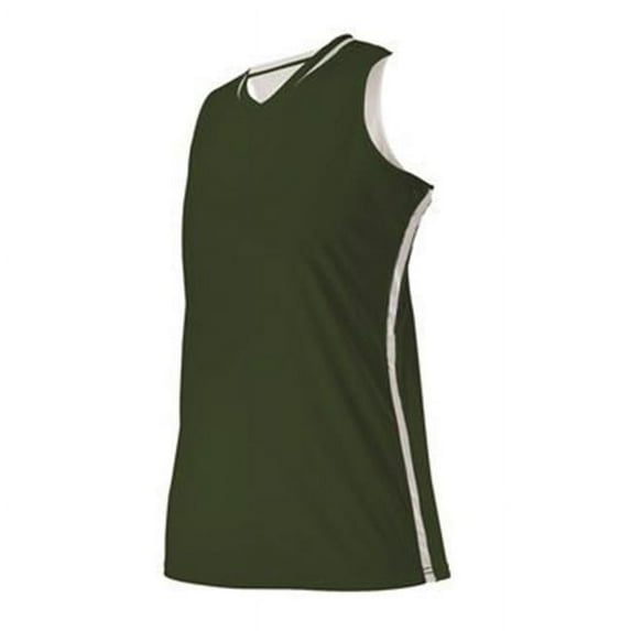 Girls Reversible Basketball Jersey, Navy & White - Medium