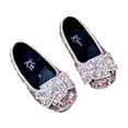 thumbnail image 1 of Girls Rhinestone Bow Ballet Flats Slip On Round Toe Dress Shoes with Pearl Decor Lightweight Soft Outsole for Flower Girl Wedding Party Evening Special Occasions for Little Kids, 1 of 4