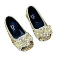 thumbnail image 1 of Girls Rhinestone Bow Ballet Flats Slip On Round Toe Dress Shoes with Pearl Decor Lightweight Soft Outsole for Flower Girl Wedding Party Evening Special Occasions for Little Kids, 1 of 4