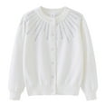 thumbnail image 1 of Girls' Rhinestone Knit Cardigan Round Neck Cotton Sweater Jacket, 1 of 17