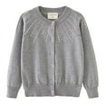thumbnail image 1 of Girls' Rhinestone Knit Cardigan Round Neck Cotton Sweater Jacket, 1 of 17