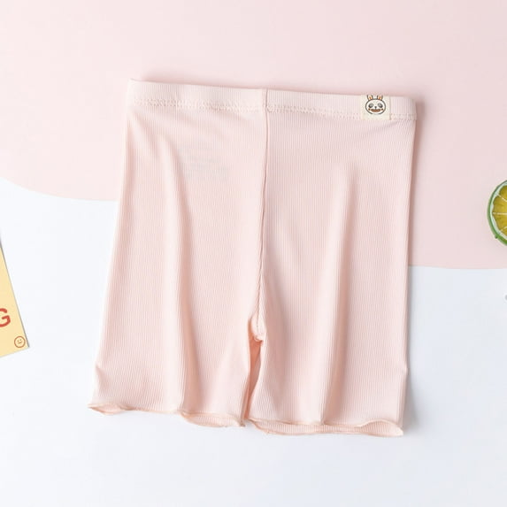 Girls Ribbed Bike Shorts | Kids & Kids Safety Shorts 5-Pack for Under Dresses, Soft Stretchy Mid-Thigh Play Shorts, Elastic Waistband, Pink,Size 5-6T