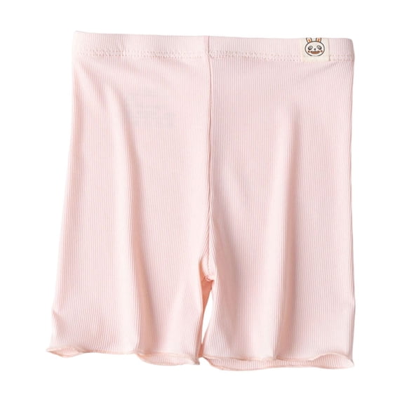 Girls Ribbed Bike Shorts Pink | Play & Safety Shorts for Under Dresses | Soft Stretch Kids to Big Kids 2T-13 | Scallop Hem,Size 5-6T