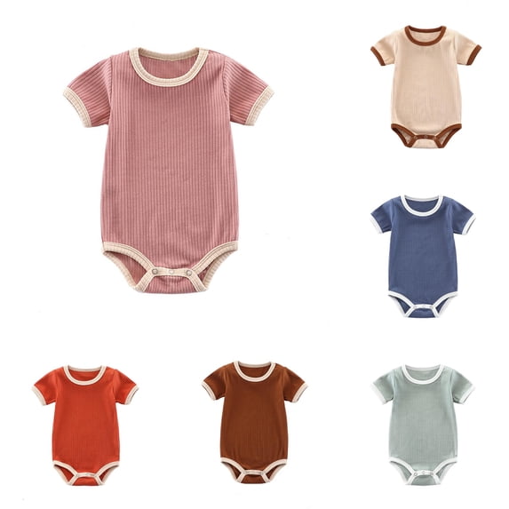 Girls Ribbed Bodysuits Soft Casual Romper Toddler 0-24 Months Breathable Comfortable Everyday Outfit