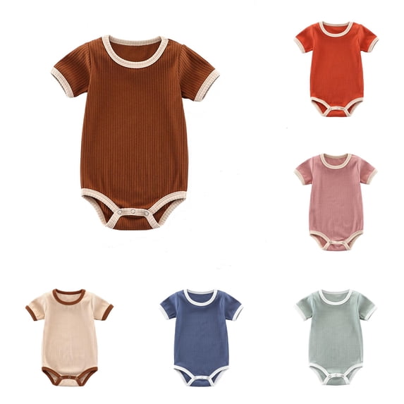 Girls Ribbed Bodysuits Soft Casual Romper Toddler 0-24 Months Breathable Comfortable Everyday Outfit