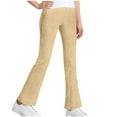 thumbnail image 1 of Girls' Ribbed Flare Pants High Waist Soft Casual Pants Bell Bottoms Trousers Comfortable Activewear (5-16 Years), 1 of 6