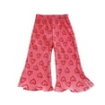 thumbnail image 1 of Girls Ribbed Flare Pants Split Bell Bottom Pants Wide Leg Elastic Waist Trousers Toddler Leggings 3T, 1 of 4