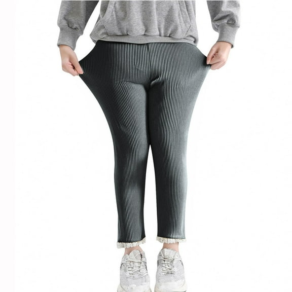 Girls Ribbed Knit Leggings Soft Cotton Lace Trim Footless Ruffle Tight Stocking Bottom Pants Plus Size Cargo Pants Dark Gray 130