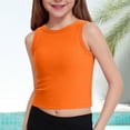 thumbnail image 1 of Girls Ribbed Knit Yoga Tank Top Summer Athletic Workout Cropped Shirt for Sports Fitness Take off My Girl Undershirt with Shelf Bra, 1 of 4