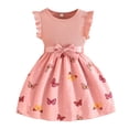 thumbnail image 1 of Girls Ribbed Sleeveless Summer Dress With Print Flowy Dress Toddler Clothes, 1 of 9