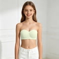 thumbnail image 1 of Girls Ribbed Strapless Bandeau Bra with Extra Matching Removable Straps, Wireless Thin Breathable Padded Anti- Tube Bra, Cute Invisible No Show Student Training Bra for Teenage Girls Ages 13-18, 1 of 8
