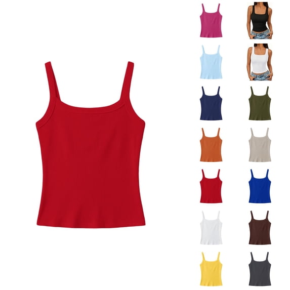 Girls Ribbed Stretch Sleeveless Tank Top Casual Basic Slim Fit Tee Shirt For Kids Toddler Youth
