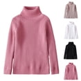thumbnail image 1 of Girls Ribbed Turtleneck Knit Sweater Long Sleeve Solid Thermal Layering Top Soft Slim Fit Basic Shirts for Fall Winter, 1 of 3