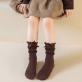 thumbnail image 1 of Girls Ribben Knit Ruffle Crew Socks Bow Decor Double Frilly Ankle Socks Soft Cotton Breathable Princess Long Sock, 1 of 4