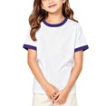 thumbnail image 1 of Girls Ringer T Shirt Kids Short Sleeve Crew Neck Contrast Trim Tee Retro School Summer Classic Casual Top, 1 of 5