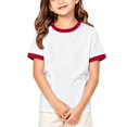 thumbnail image 1 of Girls Ringer T Shirt Kids Short Sleeve Crew Neck Contrast Trim Tee Retro School Summer Classic Casual Top, 1 of 5