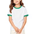 thumbnail image 1 of Girls Ringer T Shirt Kids Short Sleeve Crew Neck Contrast Trim Tee Retro School Summer Classic Casual Top, 1 of 5