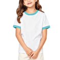 thumbnail image 1 of Girls Ringer T Shirt Kids Short Sleeve Crew Neck Contrast Trim Tee Retro School Summer Classic Casual Top, 1 of 5