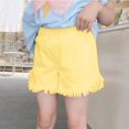 thumbnail image 1 of Girls Ripped Jean Shorts with Pockets 3-10 Years Toddlers Kids Cute Elastic High Waisted Solid Straight Leg Going-Out Denim Short Summer, 1 of 4