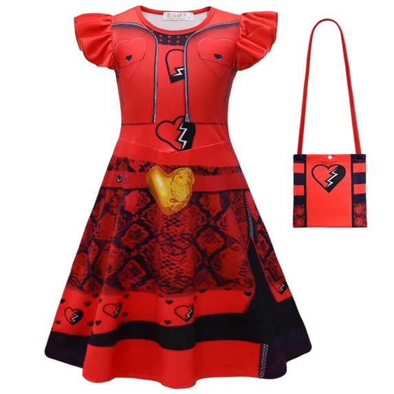 Girls Red Costume Dress Kids Movie Outfits Halloween Birthday Party 3-9Y